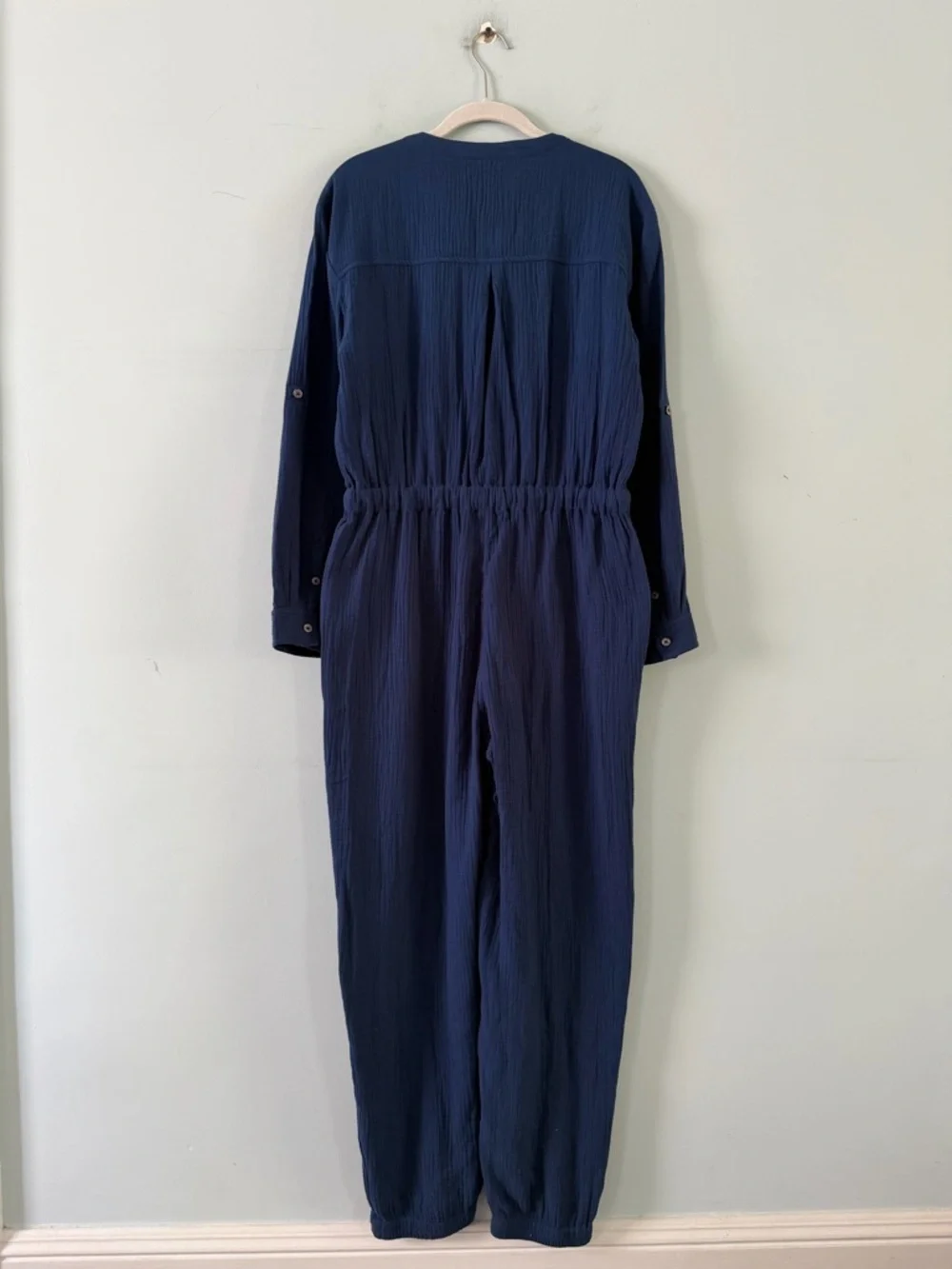 NWT Madewell‎ Lightspun Tapered Leg Coastal Blue Gauze Cotton Jumpsuit